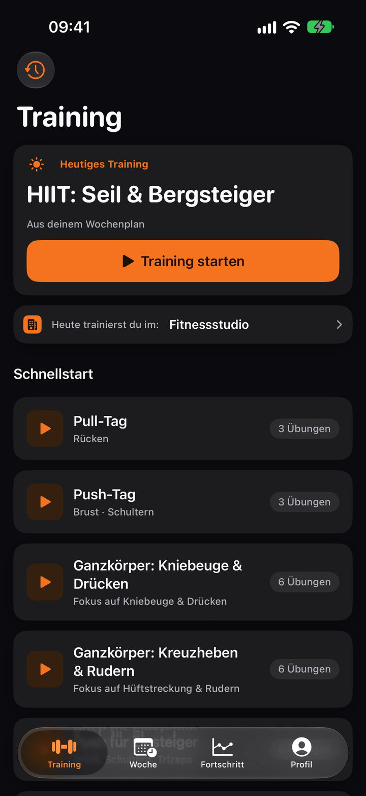 Brawnly-Bildschirm „Heute“