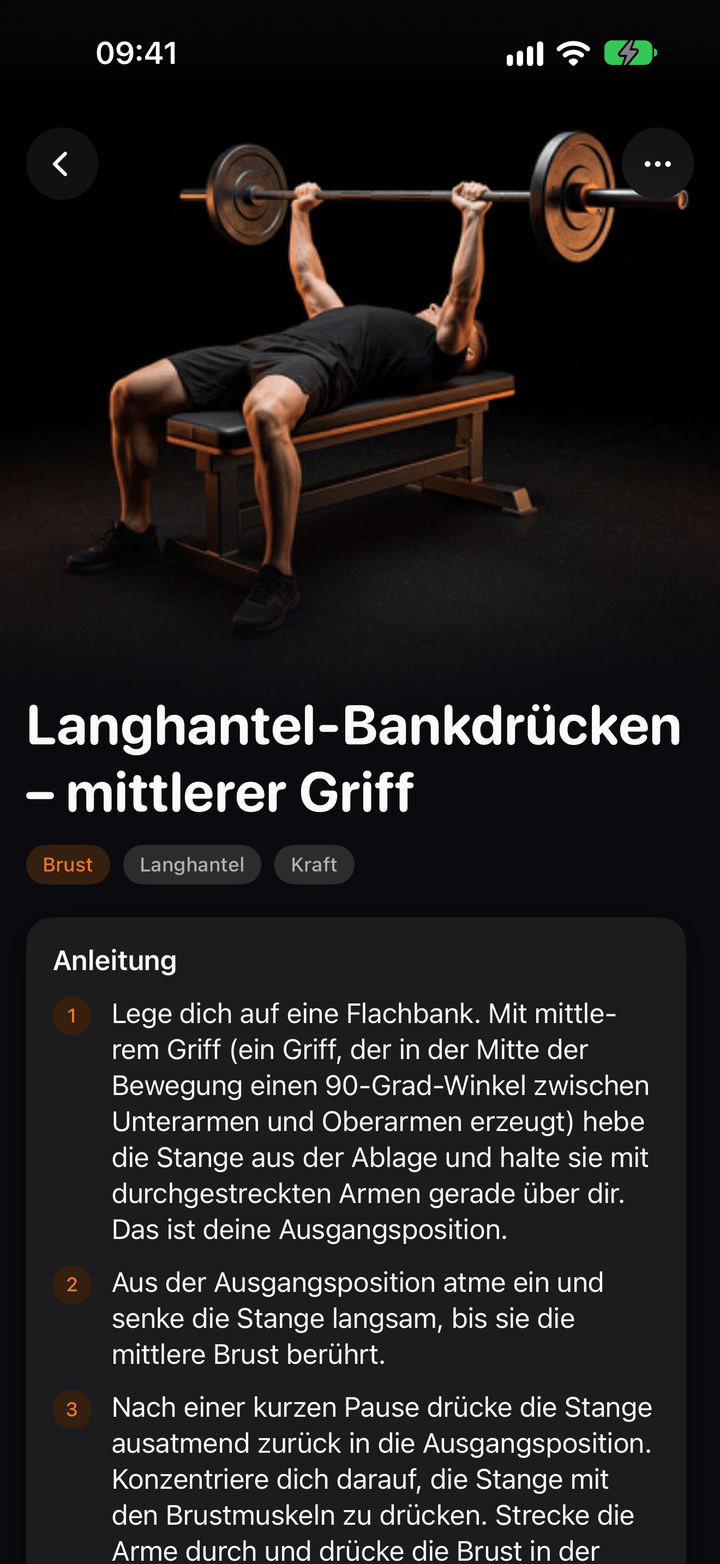 Brawnly-Übungsdetail mit Anleitung