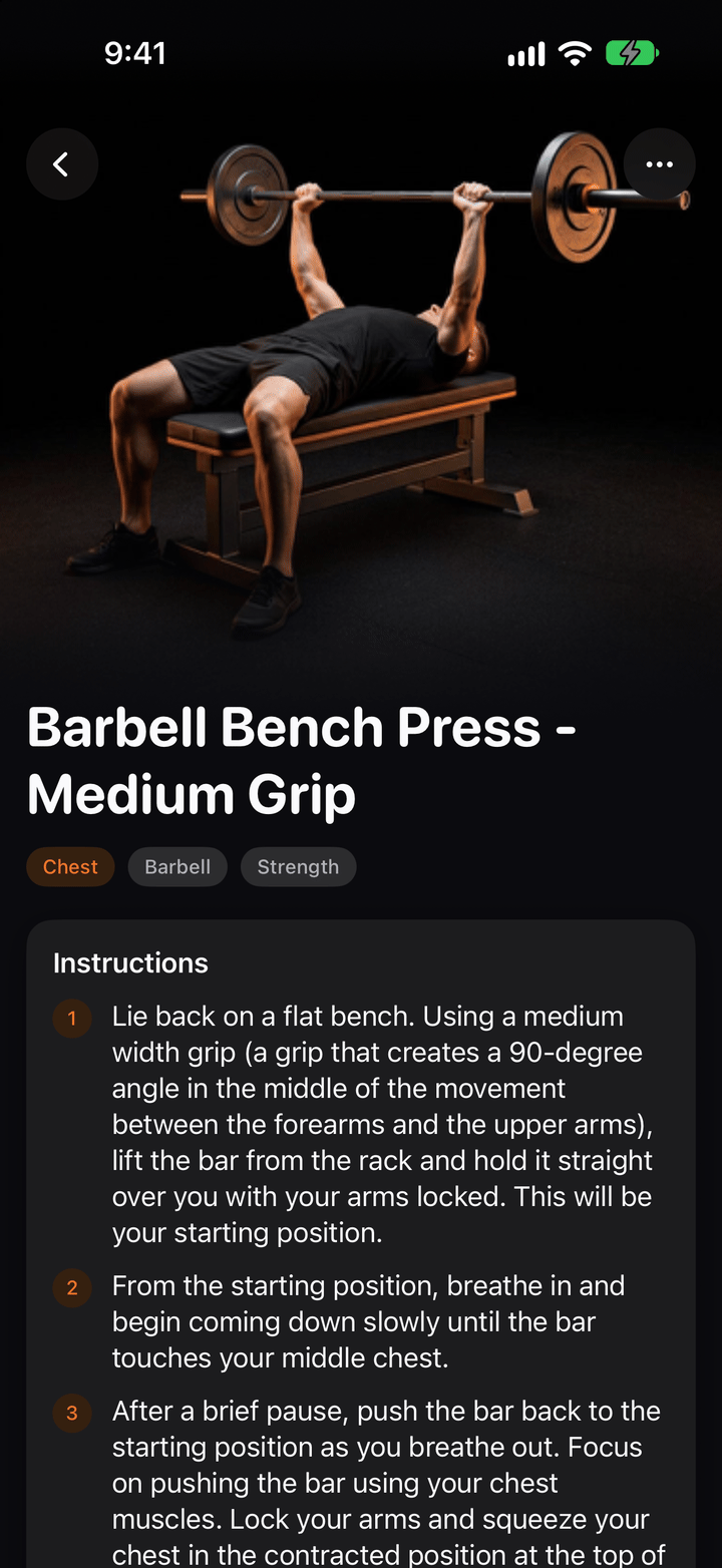 Brawnly exercise detail with instructions